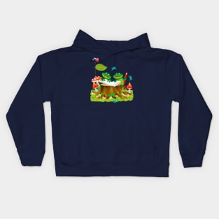 Print for kids. Back to school. Cute frogs learning. Kids Hoodie